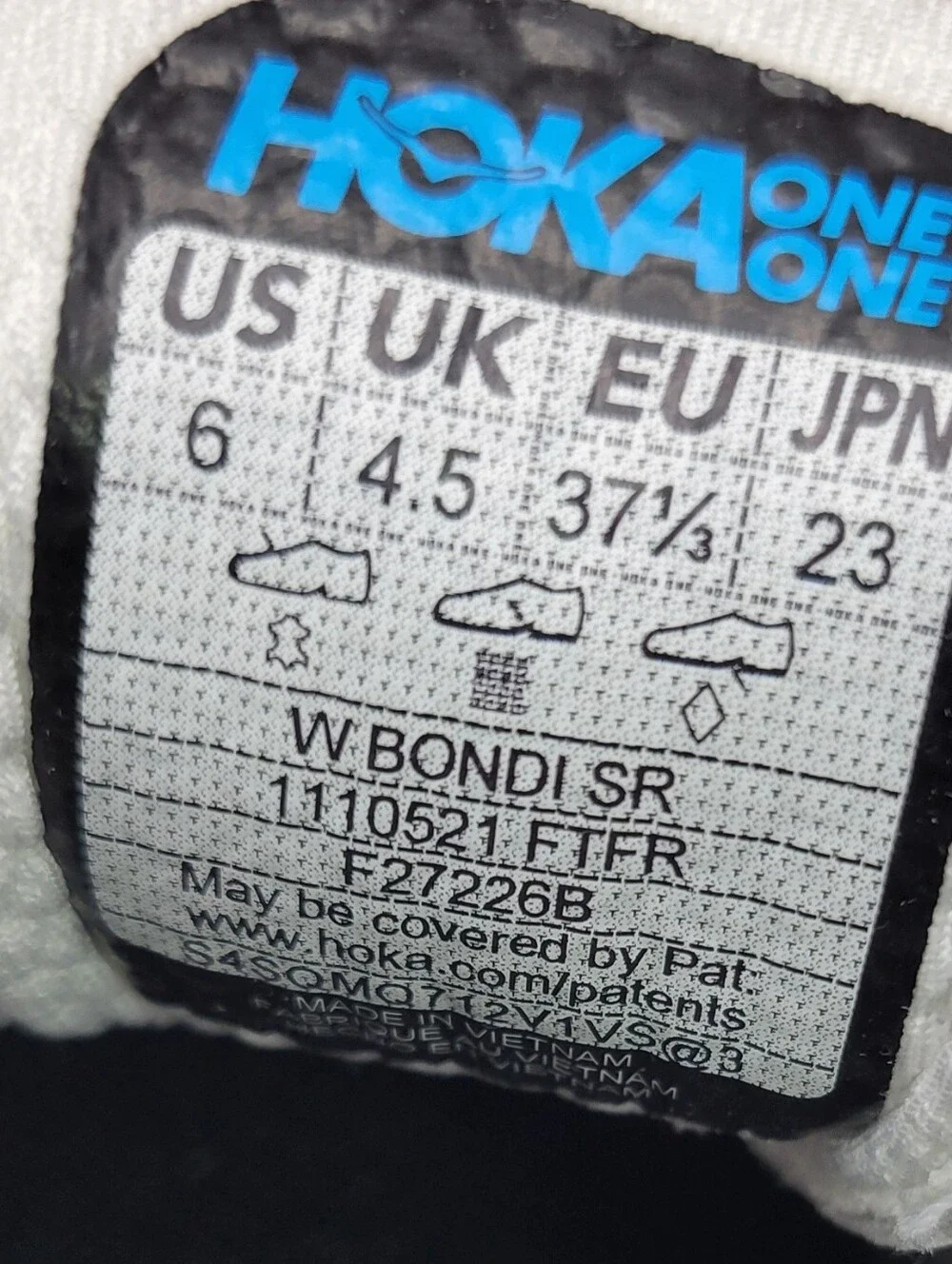 Hoka One One Bondi SR Women's US 6 White Leather Running Sneakers